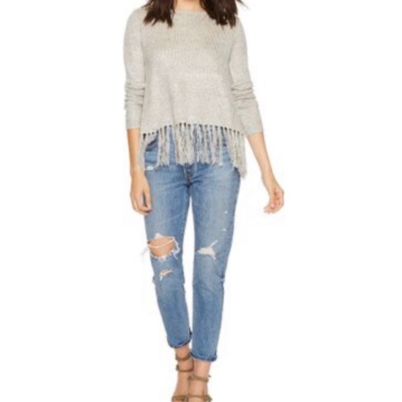 NWOT BB Dakota Jeraldine Fringe Heathered Sweater - Picture 5 of 10